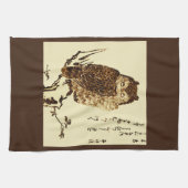  Japanse inktschets van een olifant Theedoek (Horizontaal)