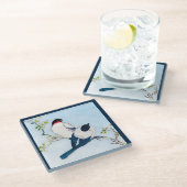 Japanse inktschets van vinken Glazen Onderzetter (Schuin)