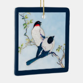 Japanse inktschets van vinken Keramisch Ornament (Rechts)