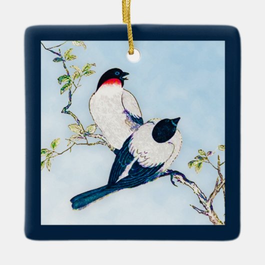 Japanse inktschets van vinken Keramisch Ornament (Voorkant)