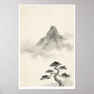 Japanse Inktwast Minimalistische Zen Muurkunst Poster