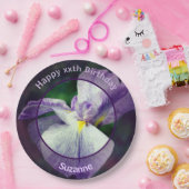 Japanse Iris Bloem Gepersonaliseerde Verjaardagsfe Papieren Bordje (Feest)