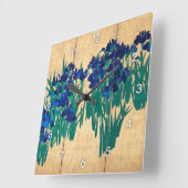 Japanse Irises (detail), Ogata Kōrin Vierkante Klok (Hoek)