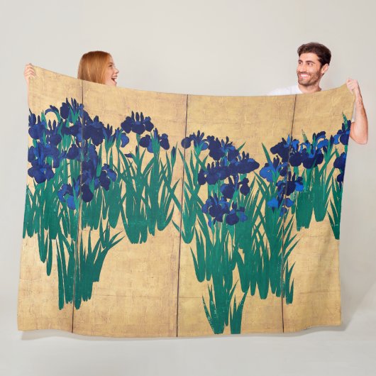 Japanse Irises, Ogata Kōrin Fleece Deken (In situ)