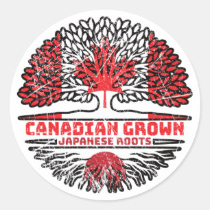 Japanse Japanse Canadese Canadese vlag voor boomst Ronde Sticker