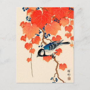  Japanse Jay Bird en Autumn Grapevine Briefkaart