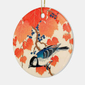  Japanse Jay Bird en Autumn Grapevine Keramisch Ornament (Links)