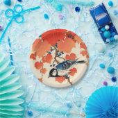  Japanse Jay Bird en Autumn Grapevine Papieren Bordje (Feest)