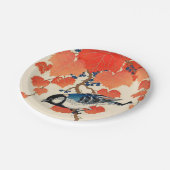  Japanse Jay Bird en Autumn Grapevine Papieren Bordje (Gekanteld)