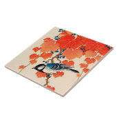  Japanse Jay Bird en Autumn Grapevine Tegeltje (Zijkant)