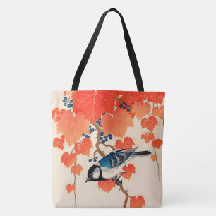 Japanse Jay Bird en Autumn Grapevine Tote Bag