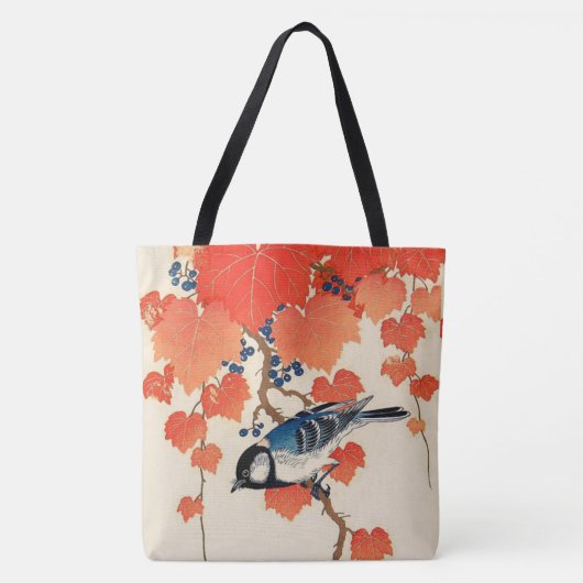 Japanse Jay Bird en Autumn Grapevine Tote Bag (Voorkant)