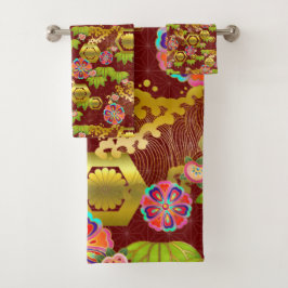 Japanse jurokugiku-patroonbadhanddoekset bad handdoek
