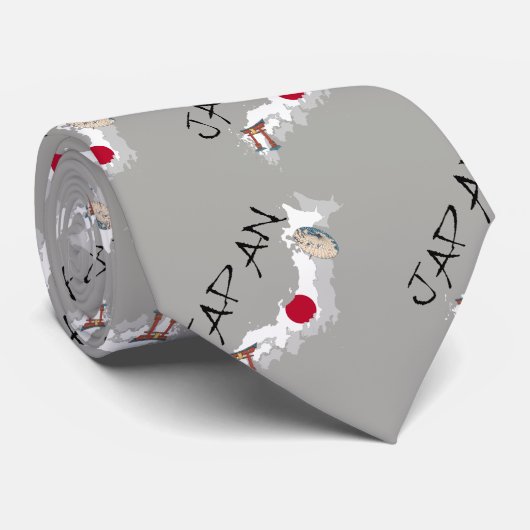 Japanse kaart en vlag stropdas (Opgerold)