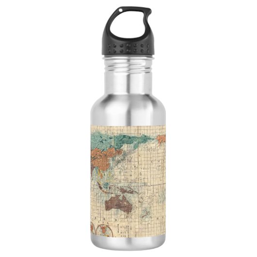 Japanse Kaart van de Wereld Waterfles (Voorkant)