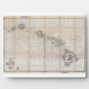 Japanse kaart van Hawaii Pearl Harbour 1939 Fotoplaat