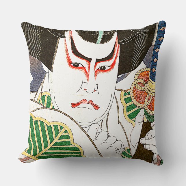 Japanse Kabuki Actor Art van Natori Shunsen 名 春 仙 Kussen (Voorkant)