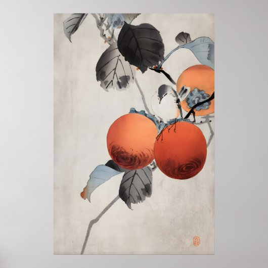 Japanse Kaki Schildering Print  Vintage (Voorkant)
