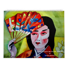 Japanse kalender voor Geisha en Koi Art