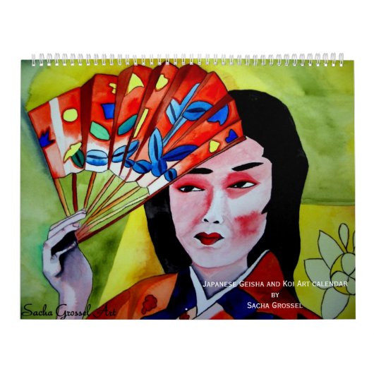 Japanse kalender voor Geisha en Koi Art (Hoes)