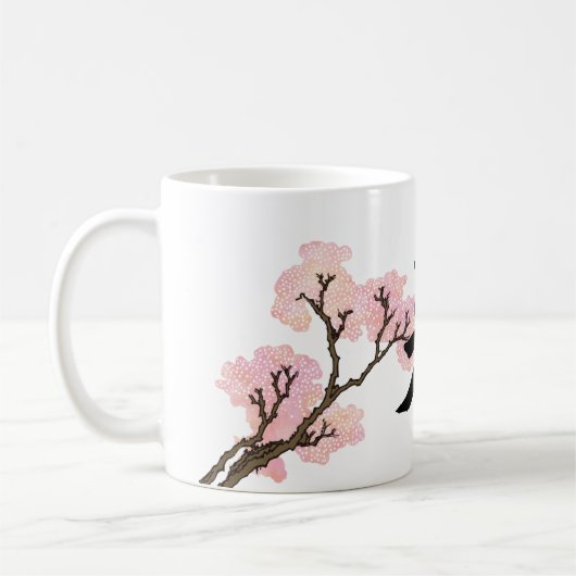 Japanse kalligrafie "bi" en kersenbloesems koffiemok (Links)