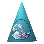 Japanse  Kanagawa Art - Surfing Flamingo Feesthoedjes (Voorkant)