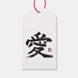 Japanse kanji “liefde” kalligrafiekunst cadeaulabel