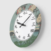 Japanse Kanji Number Clock White Sakura Flowers Grote Klok (Hoek)