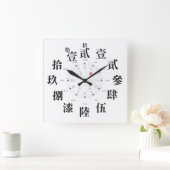Japanse kanji-stijl [wit gezicht] vierkante klok (Huis)