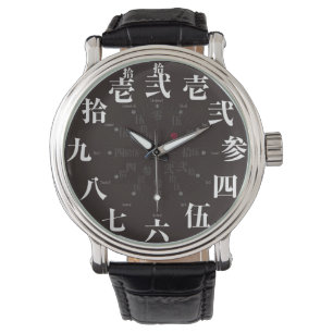 Japanse kanji-stijl [zwart gezicht] horloge