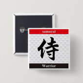 Japanse Kanji (Warrior) Vierkante Button 5,1 Cm (Voorkant /achterkant)