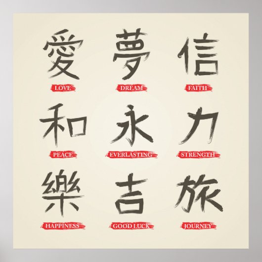 Japanse Kanji-woorden Poster (Voorkant)