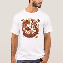 **Japanse Kanji Yu Excellentie Rood Goud Golf Art* T-shirt