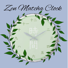 Japanse Kanji Zen Matcha Ronde Wandklok