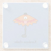 Japanse Karakasa Paraplu Ghost: Cartoon Yokai Glazen Onderzetter (Achterkant)