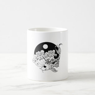 Japanse karp koi met Yin & Yang Background Koffiemok