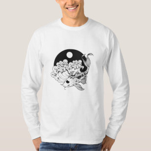 Japanse karp koi met Yin & Yang Background T-shirt