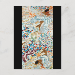 Japanse karper en stromend water Briefkaart