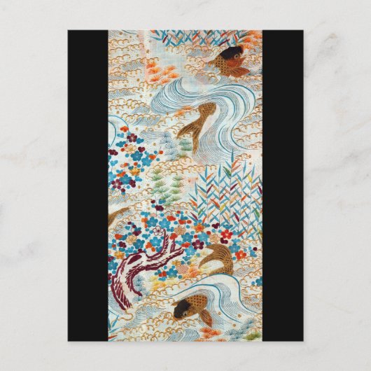 Japanse karper en stromend water Briefkaart (Voorkant)