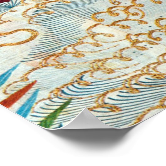  Japanse karper en stromend water Poster (Hoek)