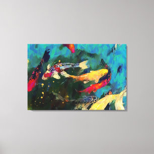 Japanse karper gestrekte canvas Print