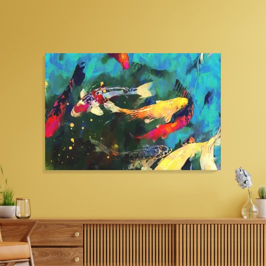 Japanse karper gestrekte canvas Print (Insitu (Woonkamer))