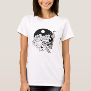 Japanse karper koi met Yin & Yang Achtergrond T-shirt