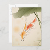 Japanse karper zwemt in lotusvijver briefkaart (Voorkant / Achterkant)