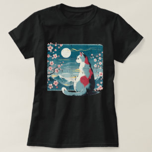 Japanse Kat Berg Sakura Cherry Blossom T-shirt