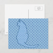 Japanse kat - Blauwe Kimono druk Briefkaart (Voorkant / Achterkant)