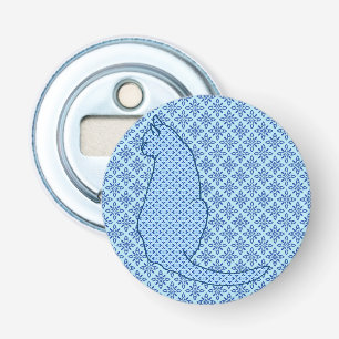 Japanse kat - Blauwe Kimono druk Button Flesopener
