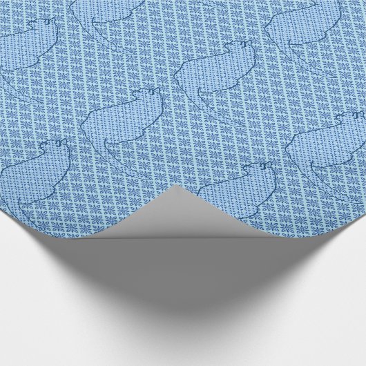 Japanse kat - Blauwe Kimono druk Cadeaupapier (Hoek)