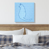 Japanse kat - Blauwe Kimono druk Canvas Afdruk (Insitu (Slaapkamer))