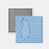Japanse kat - Blauwe Kimono druk Magneet (Voorkant / Achterkant)